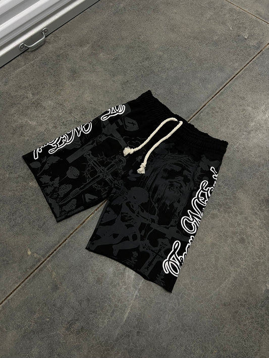 BLACK TATTOO SHORTS